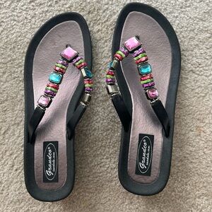 Size 9 jeweled flip flops - never worn